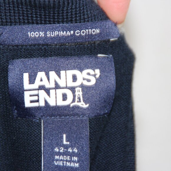 Lands' End Men's Blue Button Cardigan Sweater Size L w/Pockets The Outfitters - Picture 9 of 10